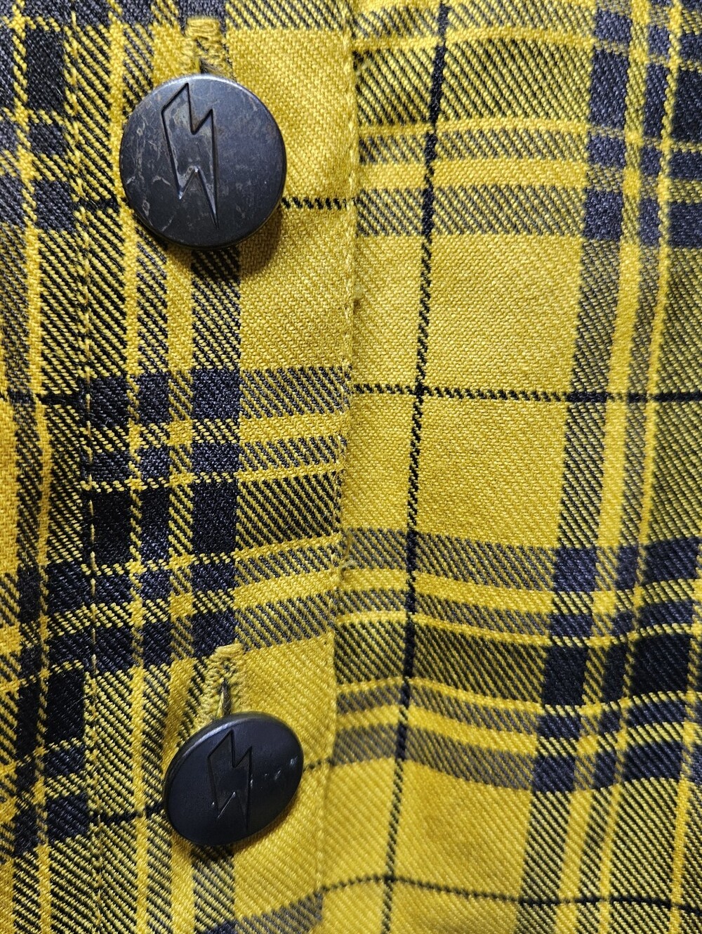 Harry Potter Hufflepuff Plaid Pleated Skirt NWT Yellow Black Button Front Size S - Picture 3 of 8